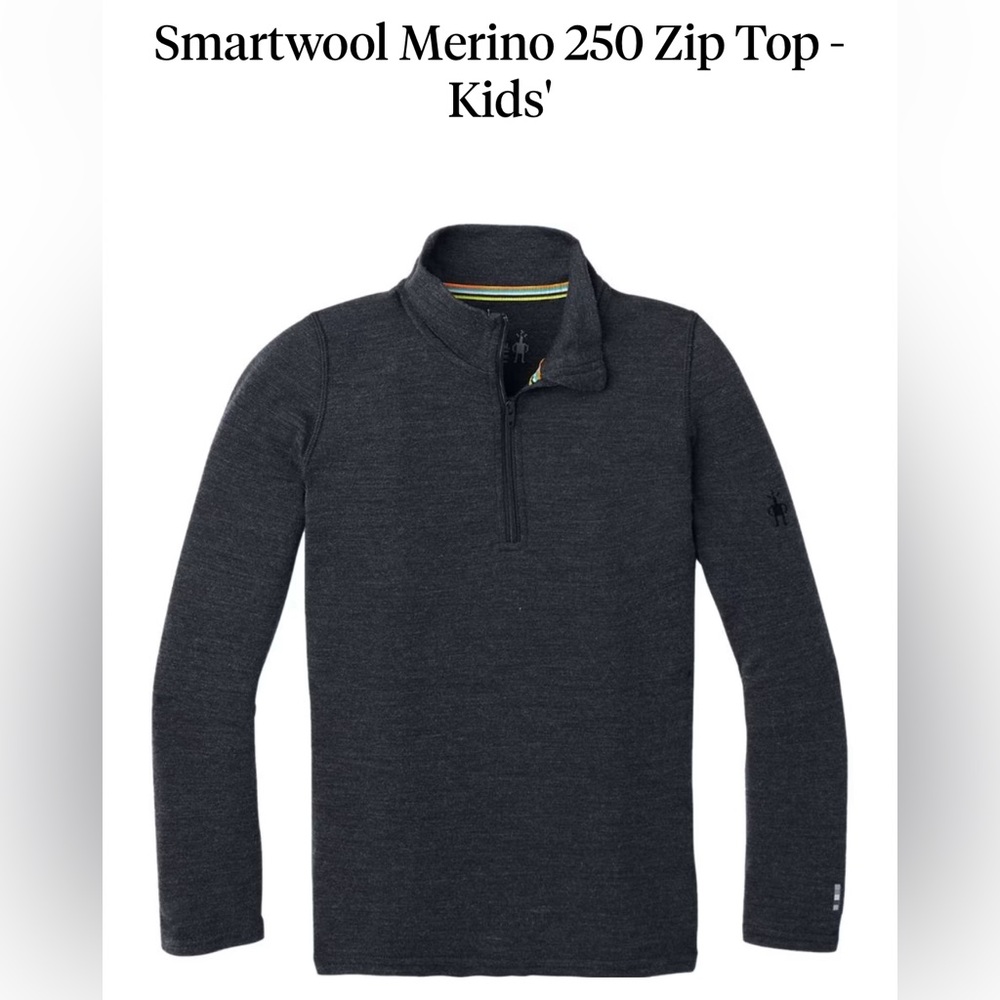 Smartwool  Merino 250 Zip Top dk grey size LARGE kids fits like a 10